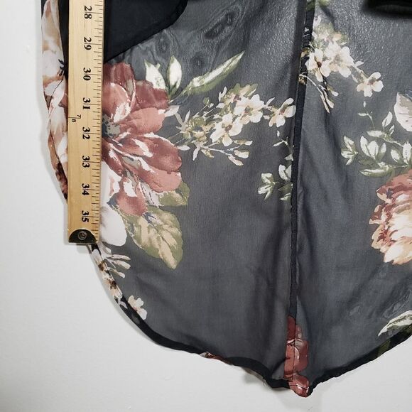 Windsor Sheer Black Floral Flowy Kimono Cover Up Size S - Picture 5 of 6
